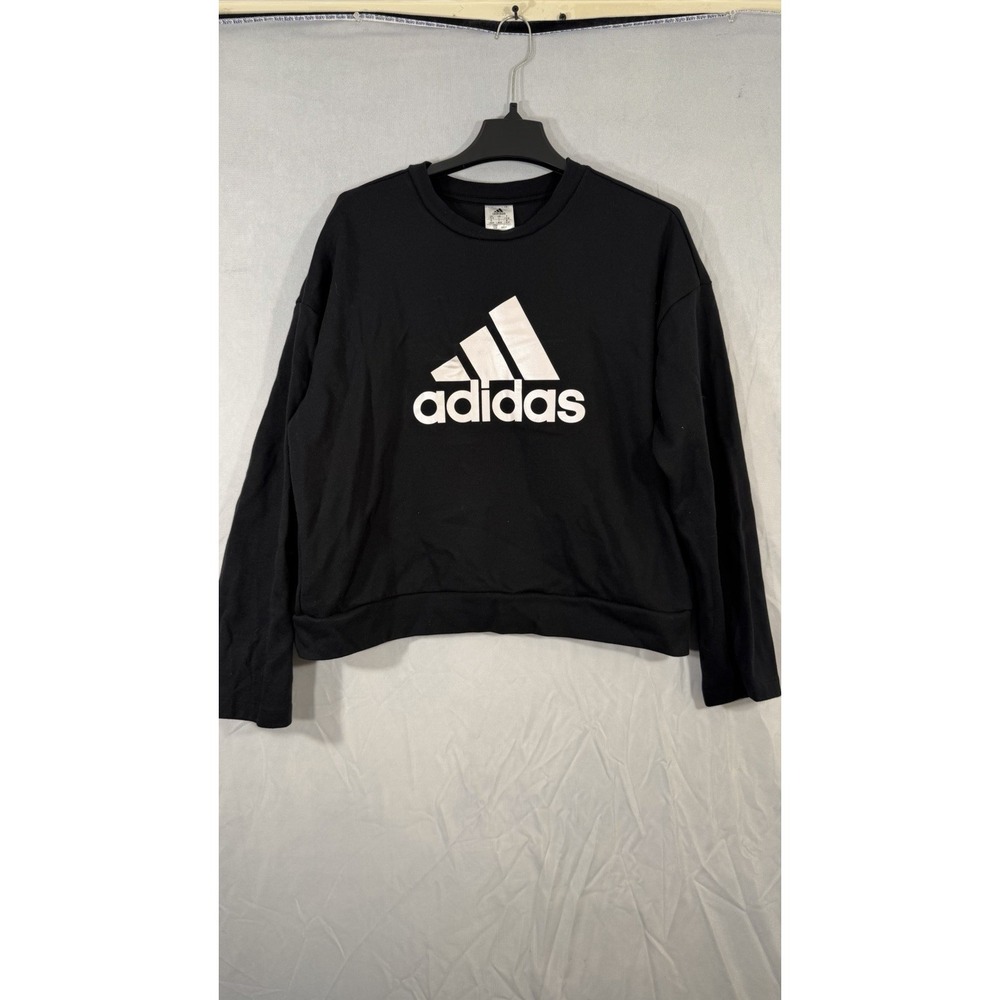 adidas essentials Cropped Women's Crewneck Pullover‎ Sweatshirt Black L